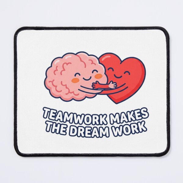 Item preview, Teamwork Makes The Dream Work – Cute Brain and Heart Hug Cartoon designed and sold by YourWearPulse.