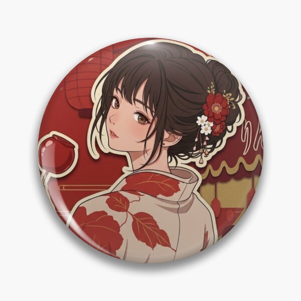 Item preview, Red Yukata Lady - kawaii version designed and sold by Japanese Vibes.