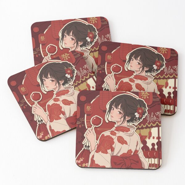 Item preview, Red Yukata Lady - kawaii version designed and sold by Japanese Vibes.