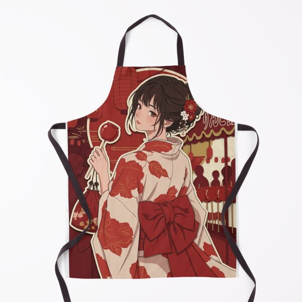 Item preview, Red Yukata Lady - kawaii version designed and sold by Japanese Vibes.