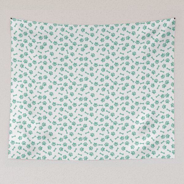 Item preview, White And Pastel Green Dog Paw And Bone Pattern designed and sold by pattern-archive.