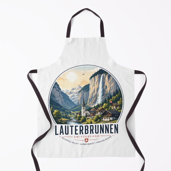 Item preview, Vintage Lauterbrunnen Switzerland Alpine Waterfall Travel Landscape Art designed and sold by TAOptimus .