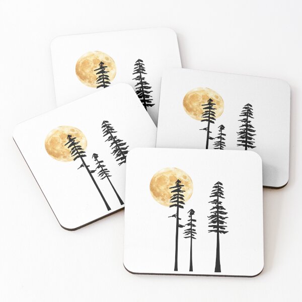 Item preview, Pine Trees Silhouette with Full Moon Wilderness designed and sold by dans980.