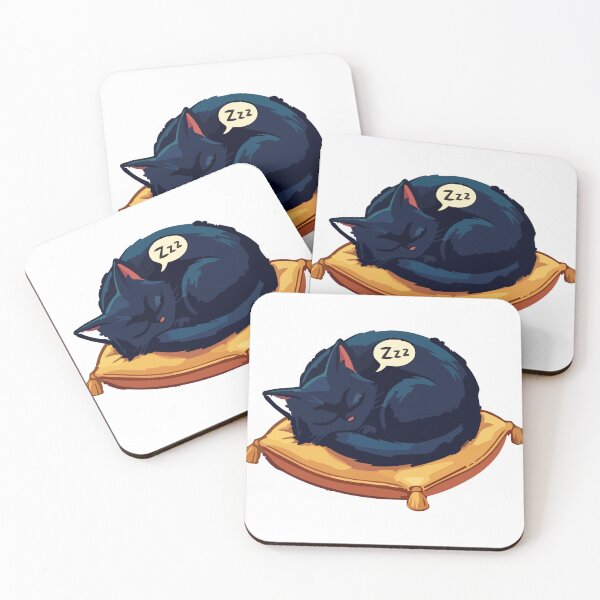 Item preview, Cute Sleeping Black Cat on a Pillow designed and sold by KMKDesignStudio.