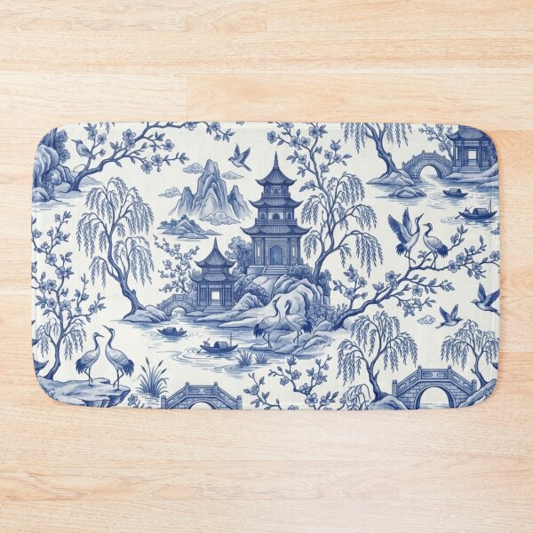 Item preview, Blue Chinoiserie Toile Seamless Pattern designed and sold by FashioonTrends.
