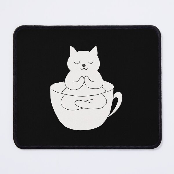 Item preview, Cat Meditation in Tea Cup Zen Illustration designed and sold by LeshanArt.