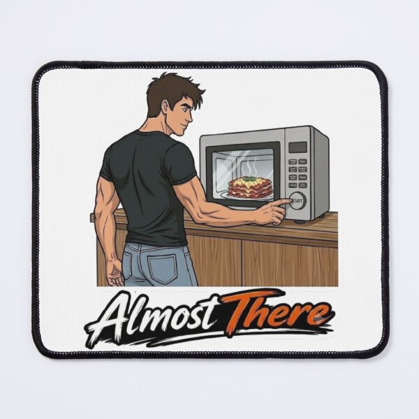Item preview, Almost There Funny Man Microwaving Lasagna Illustration designed and sold by Northern Glow Art.