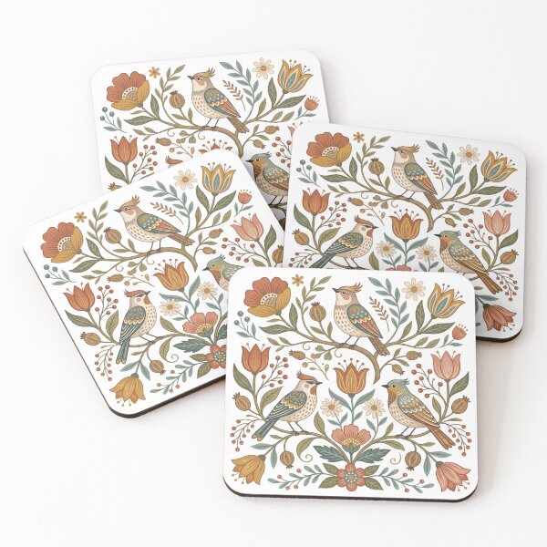 Item preview, Folk Art Birds and Floral Botanical Pattern designed and sold by NightSpell.