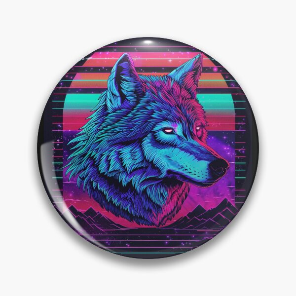 Item preview, neon wolf cosmic sunset – retro synthwave poster designed and sold by RetroWaveArtCo.