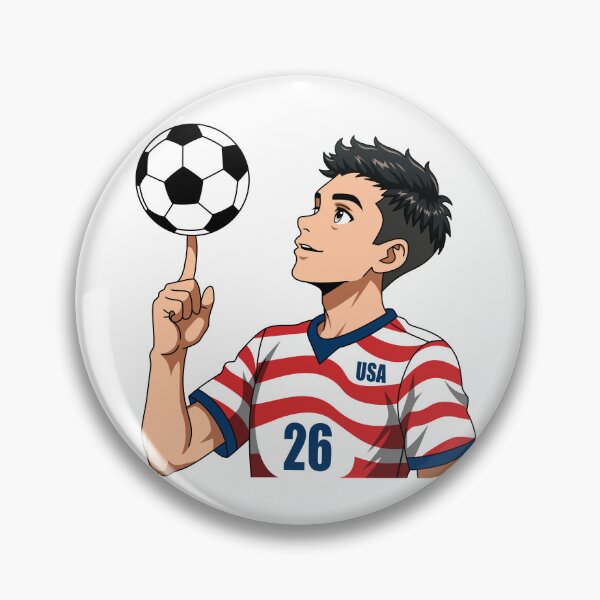 Item preview, Soccer Ball Spinning Anime USA Boy Art designed and sold by Anne97s.