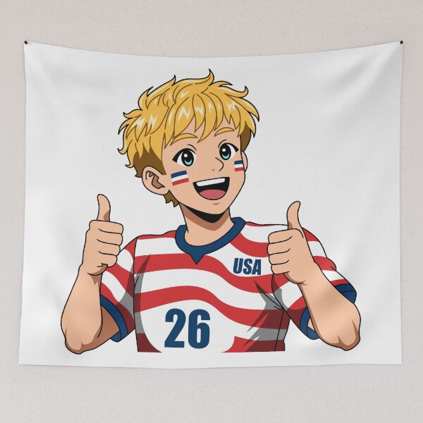 Item preview, Cute Blonde Anime USA Soccer Fan Thumbs Up designed and sold by Anne97s.