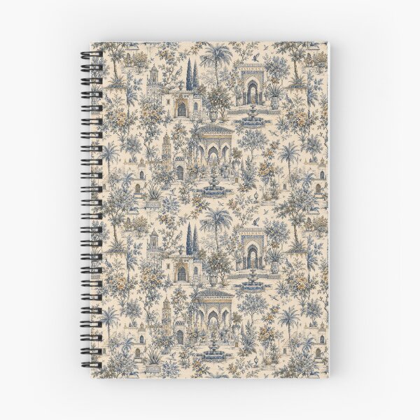 Item preview, Elegant Moroccan Garden Toile Pattern in Blue and Ivory designed and sold by PatternFranzy.