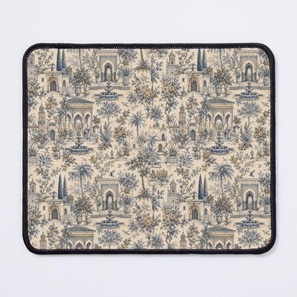 Item preview, Elegant Moroccan Garden Toile Pattern in Blue and Ivory designed and sold by PatternFranzy.