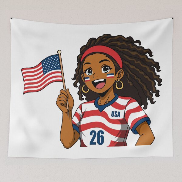 Item preview, Proud Anime Girl Holding USA Flag designed and sold by Anne97s.