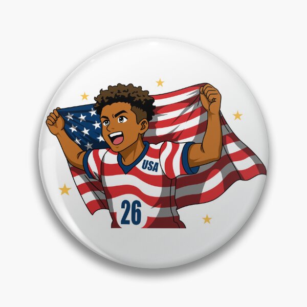 Item preview, USA Soccer Fan Curly Hair Anime Boy designed and sold by Anne97s.