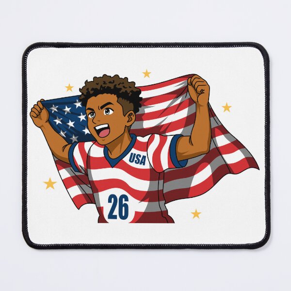 Item preview, USA Soccer Fan Curly Hair Anime Boy designed and sold by Anne97s.