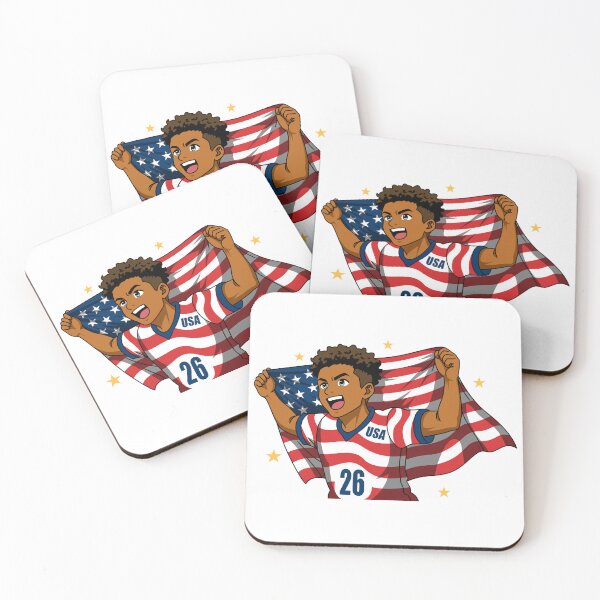Item preview, USA Soccer Fan Curly Hair Anime Boy designed and sold by Anne97s.