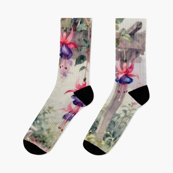 Item preview, Fuchsia 'Dark Eyes' in Wabi-Sabi Watercolor #9 designed and sold by Helios Be. Lavsh.