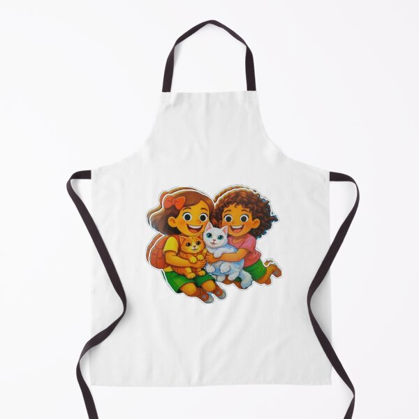 Item preview, Mia vive aventuras con dos niñas pequeñas y sus gatos sonriendo. designed and sold by wallartofmio.