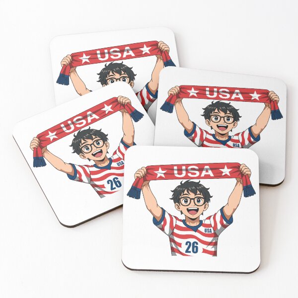 Item preview, Glasses Anime Boy USA Soccer Scarf Red designed and sold by Anne97s.