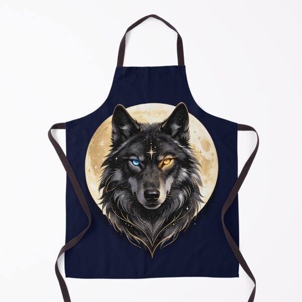 Item preview, Mystic Black Wolf with Golden Moon designed and sold by MaryFiremoonArt.