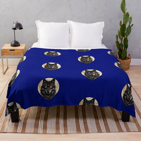 Item preview, Mystic Black Wolf with Golden Moon designed and sold by MaryFiremoonArt.