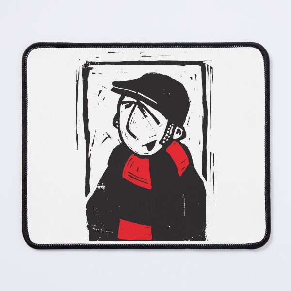 Item preview, Classic Football Fan Illustration | Retro Terrace Supporter | Black & Red Scarf - Lino designed and sold by GWARTGB.