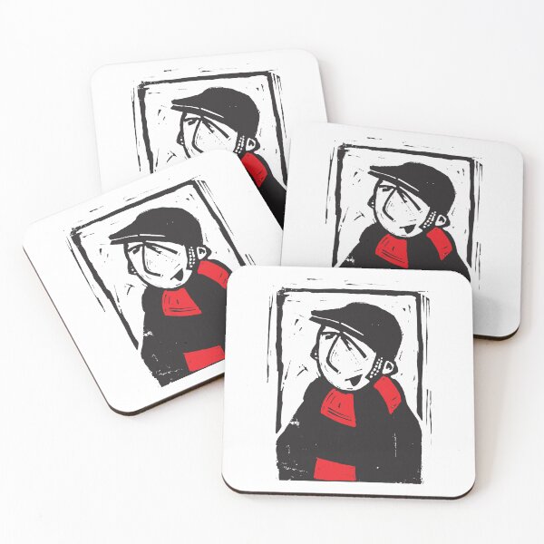 Item preview, Classic Football Fan Illustration | Retro Terrace Supporter | Black & Red Scarf - Lino designed and sold by GWARTGB.