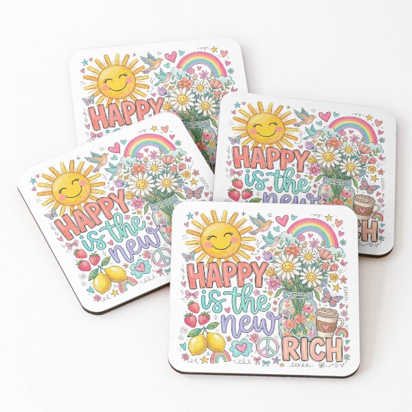 Item preview, Happy Is The New Rich Sunshine Floral Quote designed and sold by NightSpell.