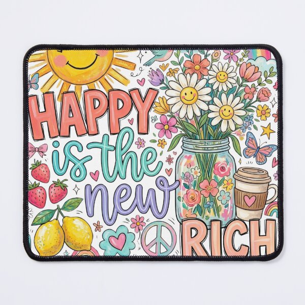Item preview, Happy Is The New Rich Sunshine Floral Quote designed and sold by NightSpell.
