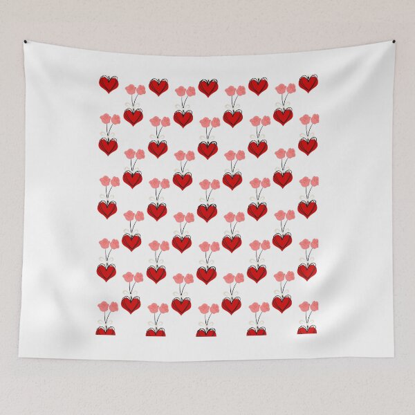 Item preview, Cute Red Heart and Pink Flower Seamless Pattern designed and sold by Rehnair.