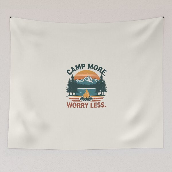Item preview, Camp More Worry Less Vintage Camping T-Shirt | Retro Mountain Campfire Outdoor Adventure Graphic designed and sold by Digital_products_0111.
