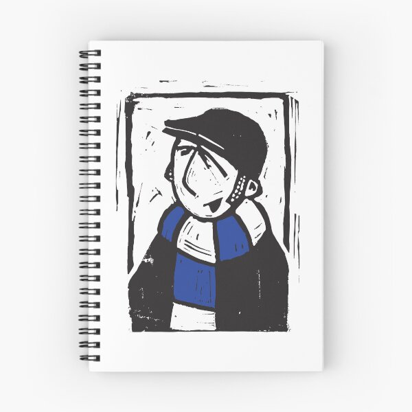 Item preview, Classic Football Fan Illustration | Retro Terrace Supporter | Blue & White Scarf - Lino designed and sold by GWARTGB.