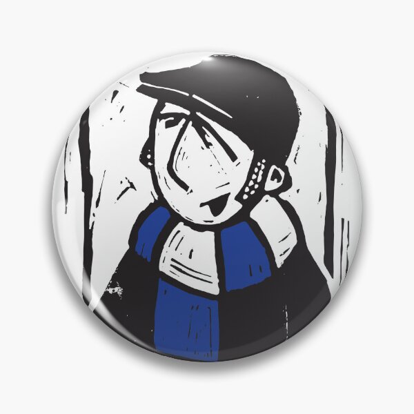 Item preview, Classic Football Fan Illustration | Retro Terrace Supporter | Blue & White Scarf - Lino designed and sold by GWARTGB.