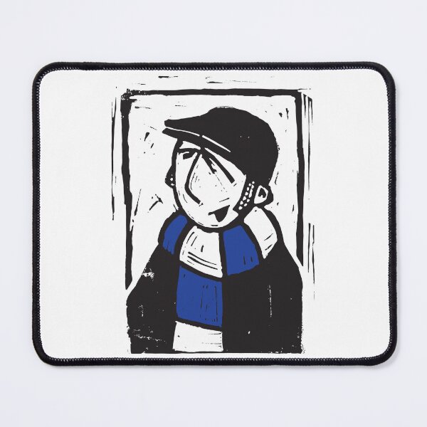 Item preview, Classic Football Fan Illustration | Retro Terrace Supporter | Blue & White Scarf - Lino designed and sold by GWARTGB.