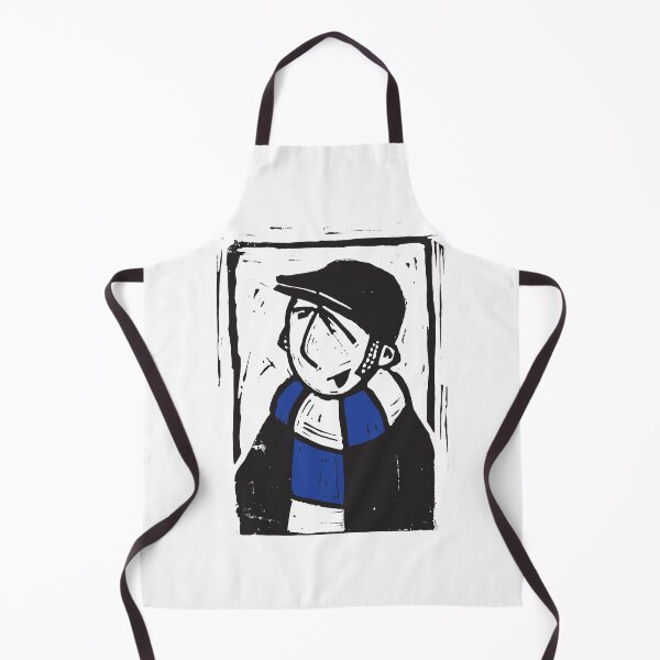 Item preview, Classic Football Fan Illustration | Retro Terrace Supporter | Blue & White Scarf - Lino designed and sold by GWARTGB.