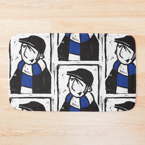 Item preview, Classic Football Fan Illustration | Retro Terrace Supporter | Blue & White Scarf - Lino designed and sold by GWARTGB.