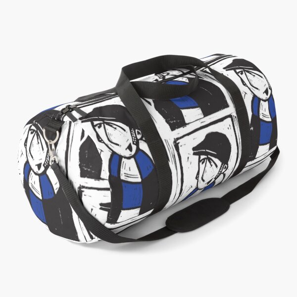 Item preview, Classic Football Fan Illustration | Retro Terrace Supporter | Blue & White Scarf - Lino designed and sold by GWARTGB.