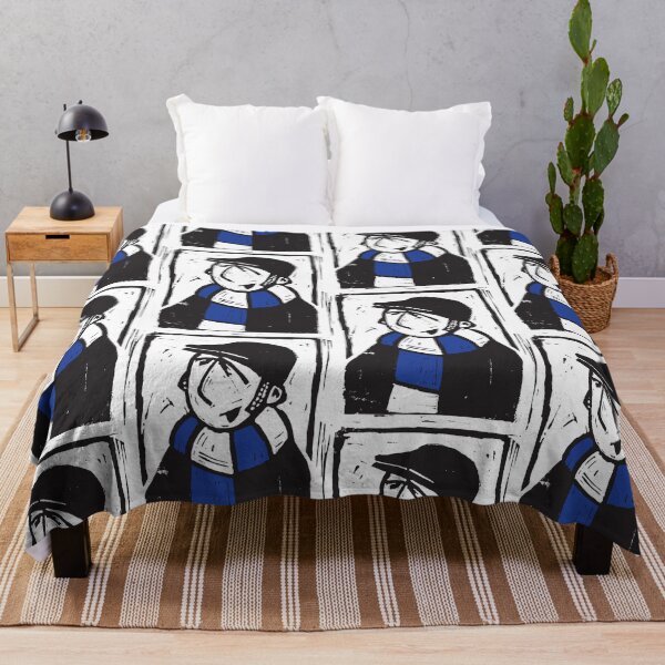 Item preview, Classic Football Fan Illustration | Retro Terrace Supporter | Blue & White Scarf - Lino designed and sold by GWARTGB.