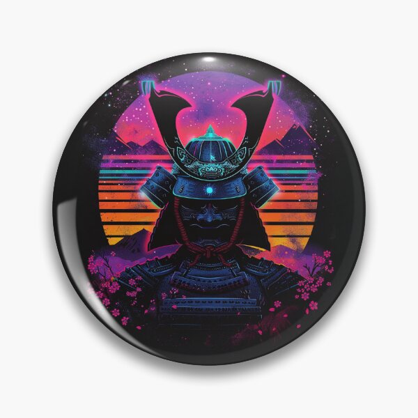 Item preview, neon samurai retro sunset – synthwave warrior poster designed and sold by RetroWaveArtCo.