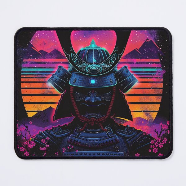 Item preview, neon samurai retro sunset – synthwave warrior poster designed and sold by RetroWaveArtCo.