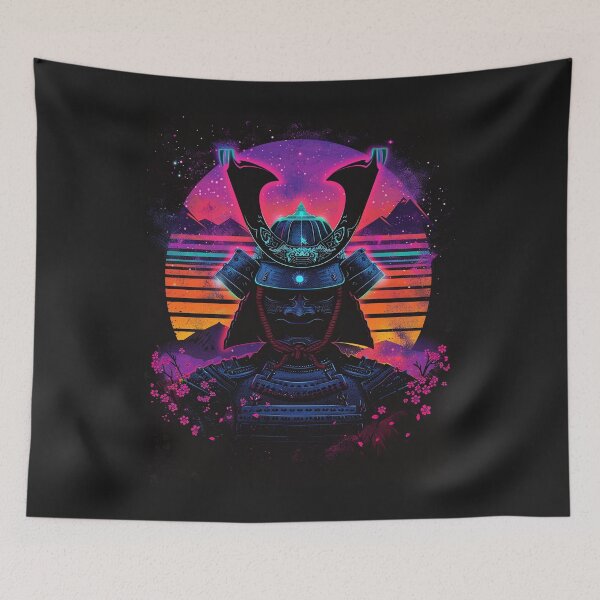 Item preview, neon samurai retro sunset – synthwave warrior poster designed and sold by RetroWaveArtCo.