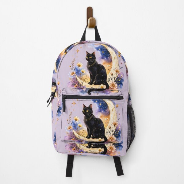 Item preview, Moonlit Black Cat with Wildflowers designed and sold by MaryFiremoonArt.