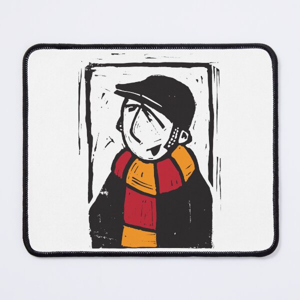 Item preview, Classic Football Fan Illustration | Retro Terrace Supporter | Red & Orange Scarf - Lino designed and sold by GWARTGB.