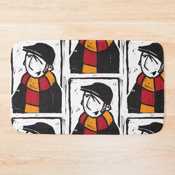 Item preview, Classic Football Fan Illustration | Retro Terrace Supporter | Red & Orange Scarf - Lino designed and sold by GWARTGB.