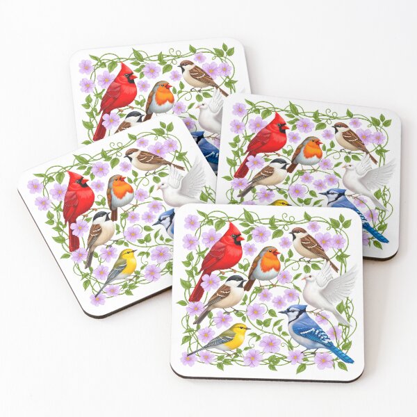 Item preview, Colorful Garden Birds Floral Vine Art designed and sold by NightSpell.