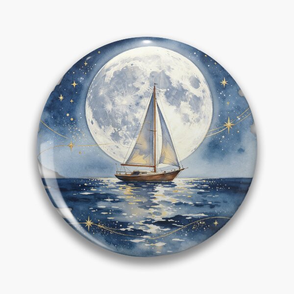 Item preview, Moonlit Sailboat on a Peaceful Night Sea designed and sold by MaryFiremoonArt.