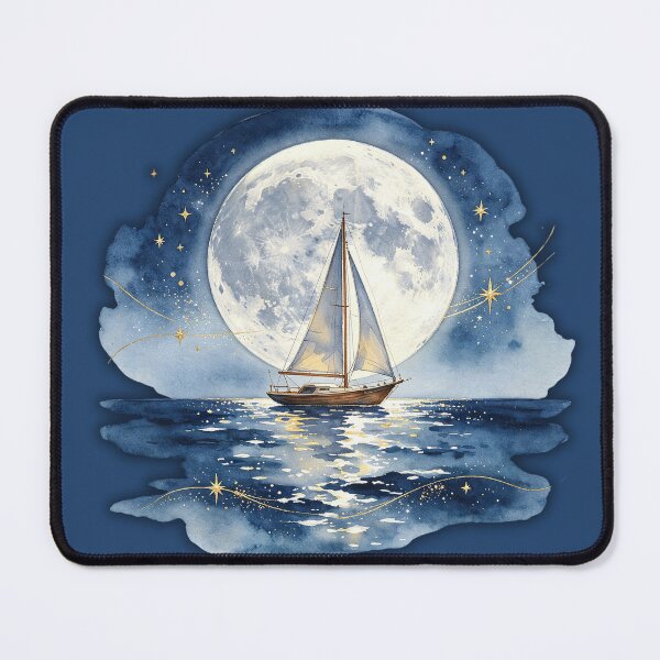 Item preview, Moonlit Sailboat on a Peaceful Night Sea designed and sold by MaryFiremoonArt.