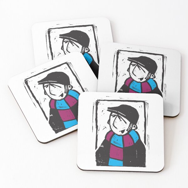 Item preview, Classic Football Fan Illustration | Retro Terrace Supporter | Claret & Blue Scarf - Lino designed and sold by GWARTGB.