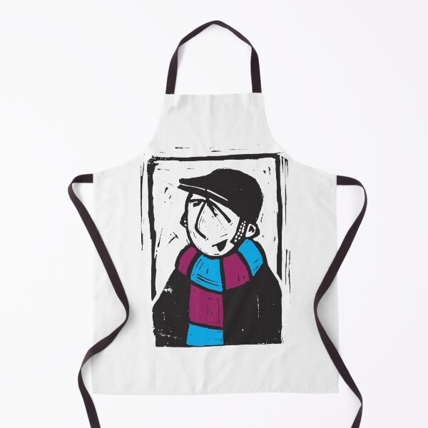 Item preview, Classic Football Fan Illustration | Retro Terrace Supporter | Claret & Blue Scarf - Lino designed and sold by GWARTGB.